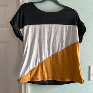 Grey,white, and yellow shirt